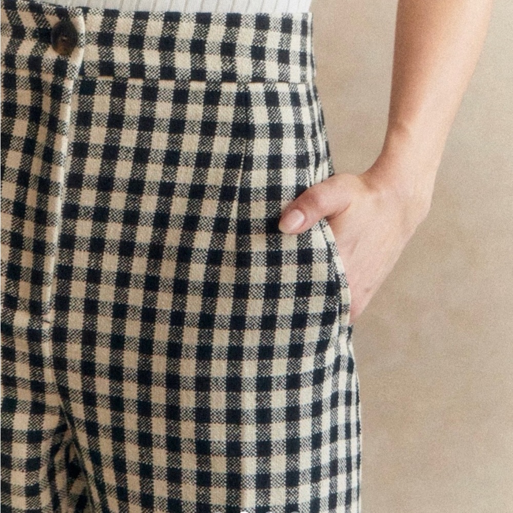 Sezane Martin crop trousers in black and ecru gingham pattern 2/34 - Picture 6 of 9